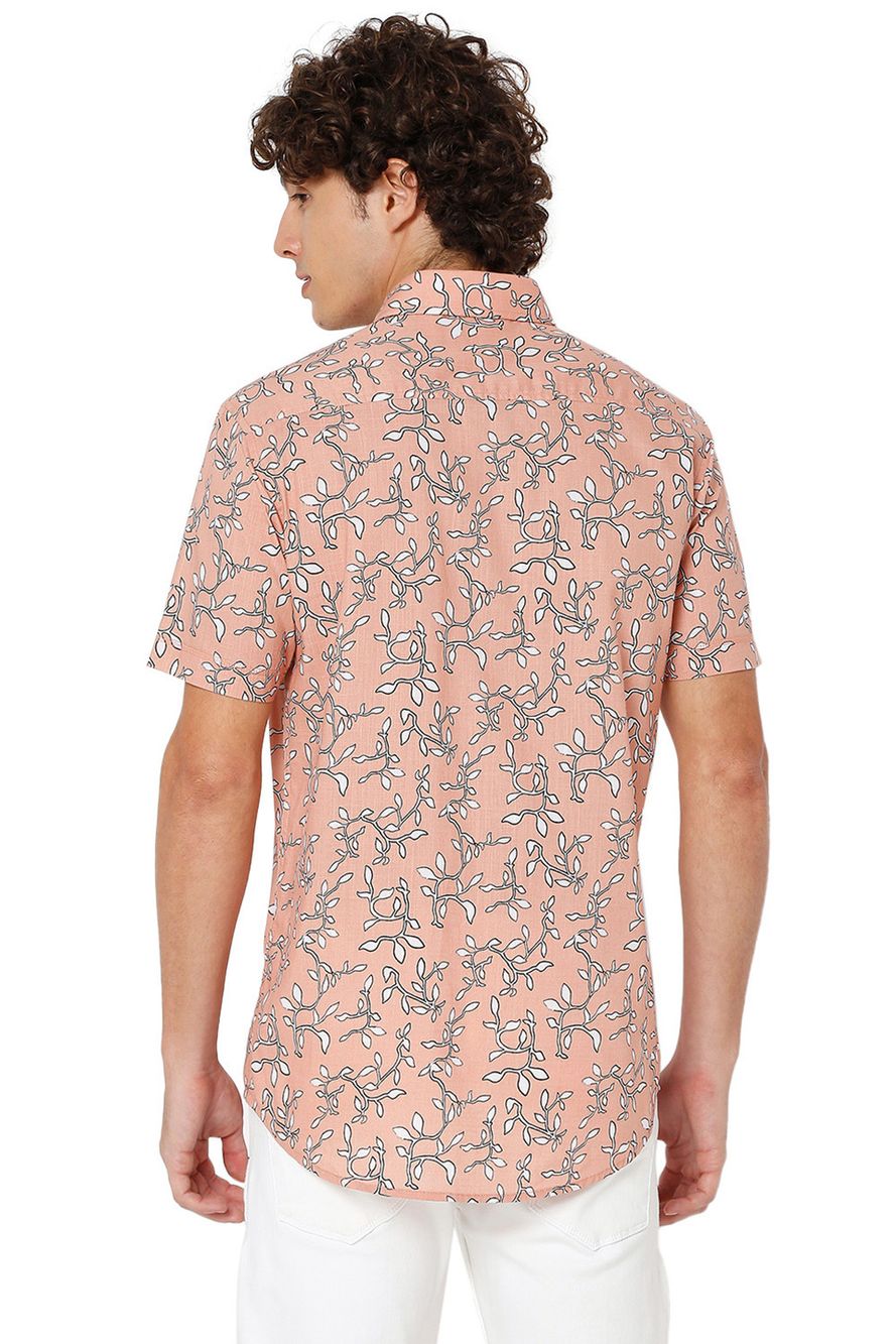 Peach & White Trellis Print Shirt