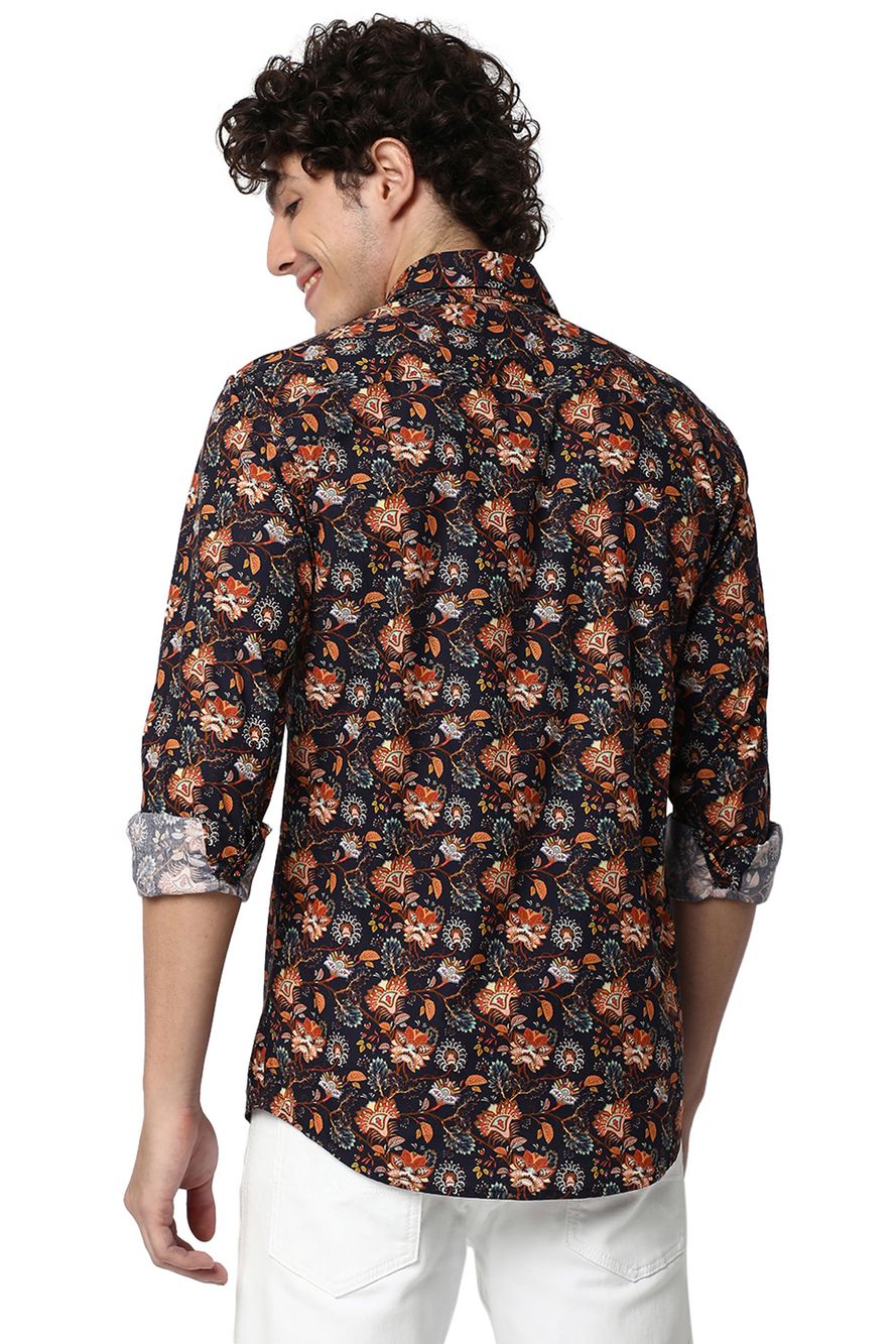 Navy & Rust Digital Print Shirt