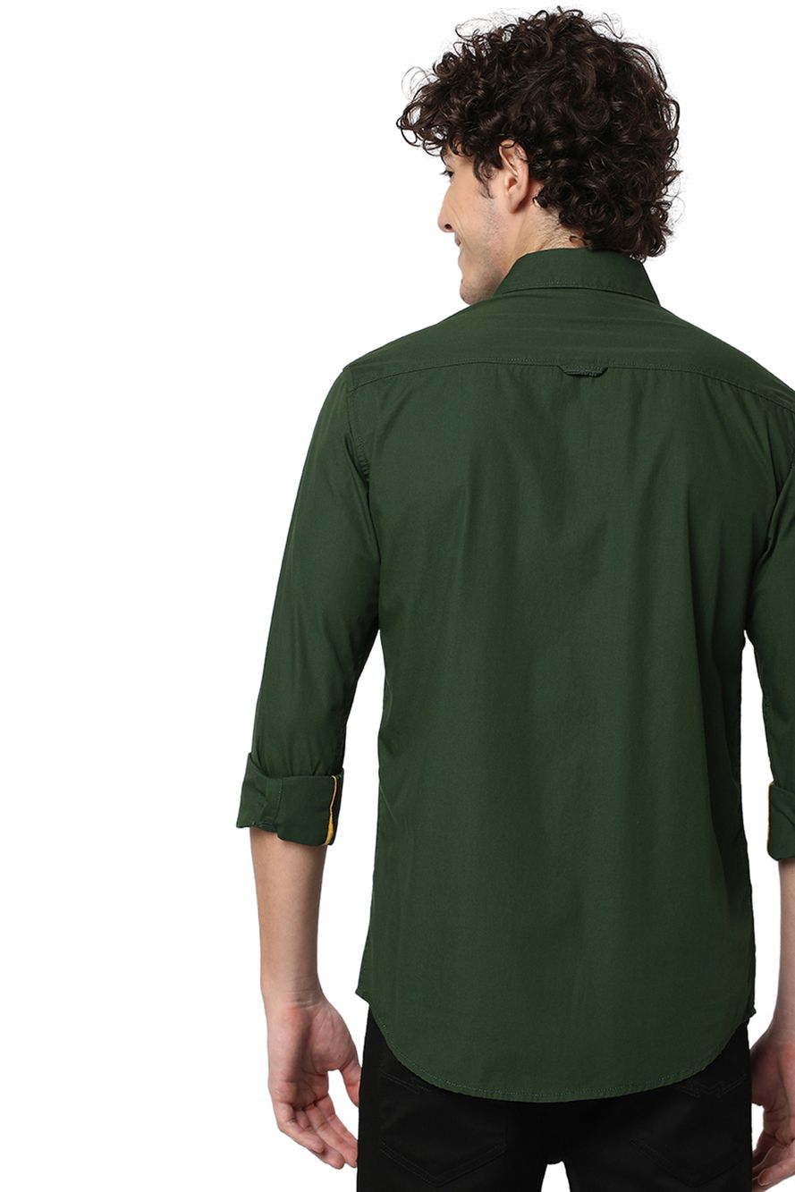 Green Slim Fit Casual Shirt