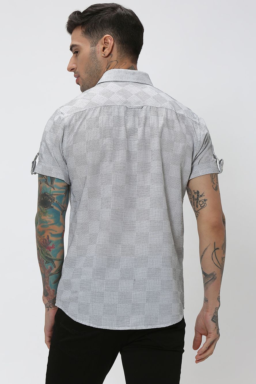 White Check Slim Fit Casual Shirt