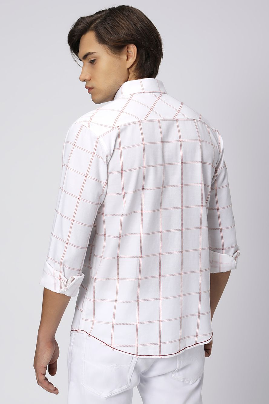 Red & White Printed Check Shirt