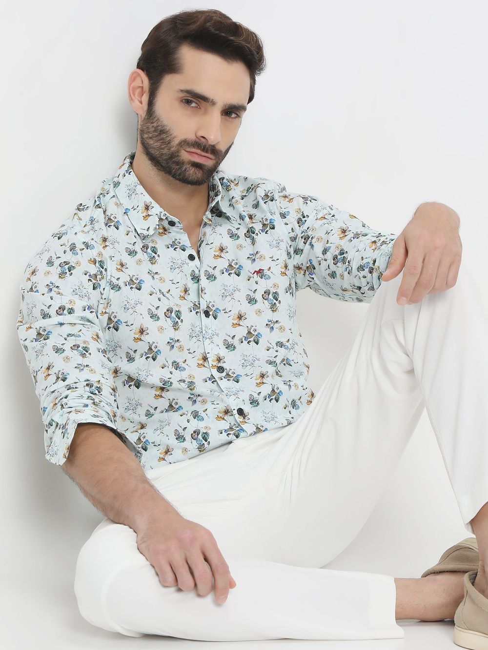 Light Green & Multi Digital Print Shirt