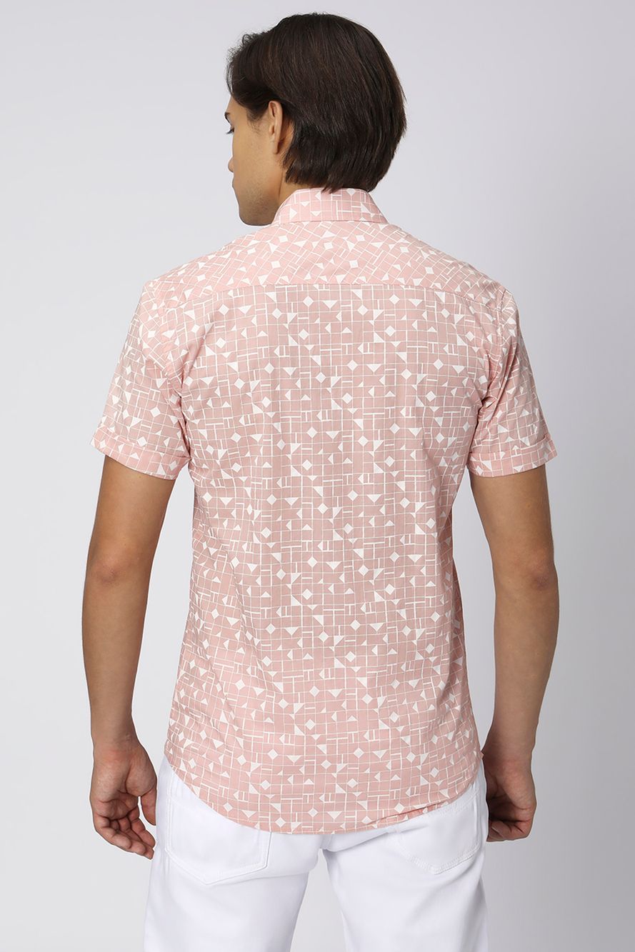 Pastel Pink & White Geometric Print Shirt