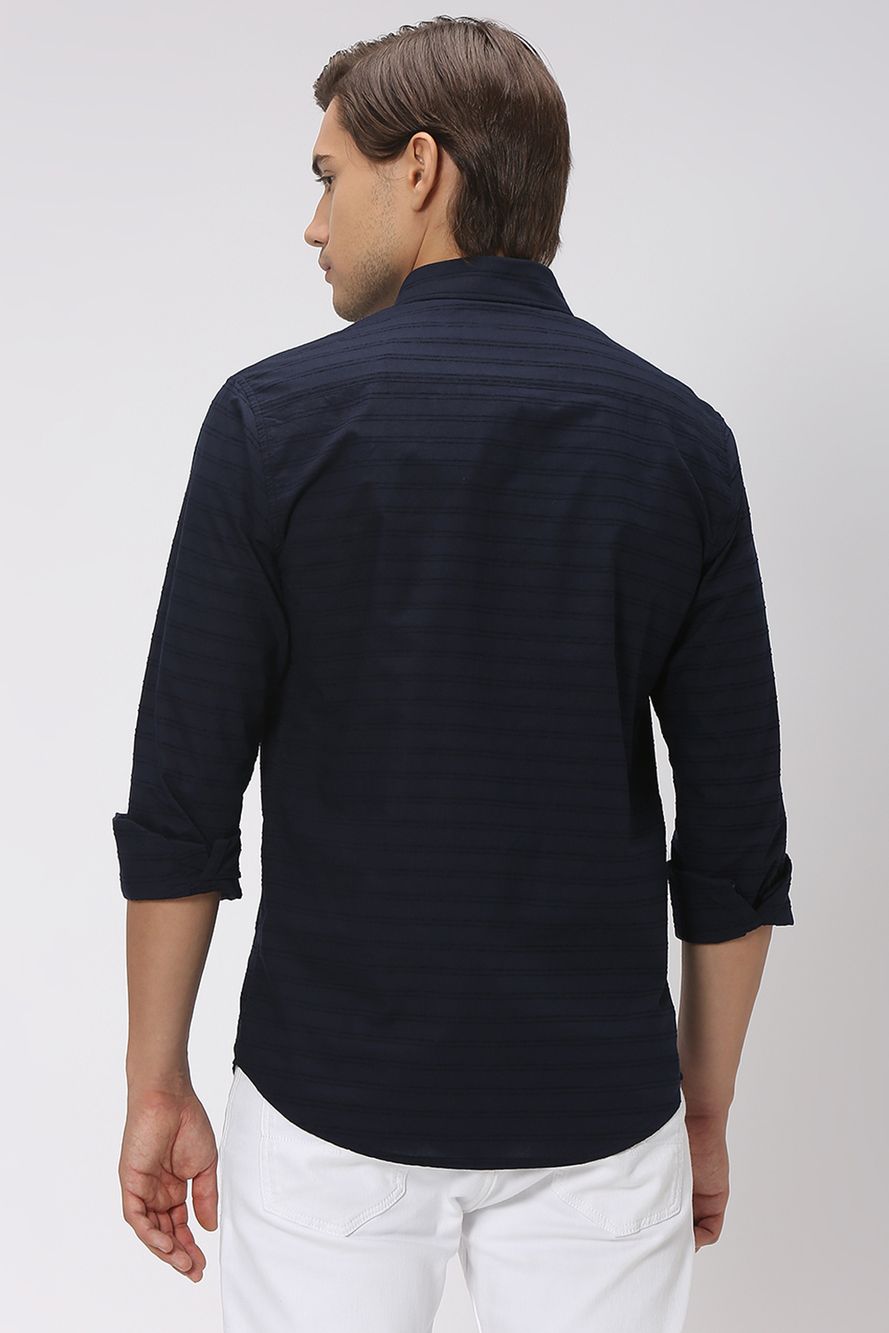 Navy & Textured Dobby Shirt