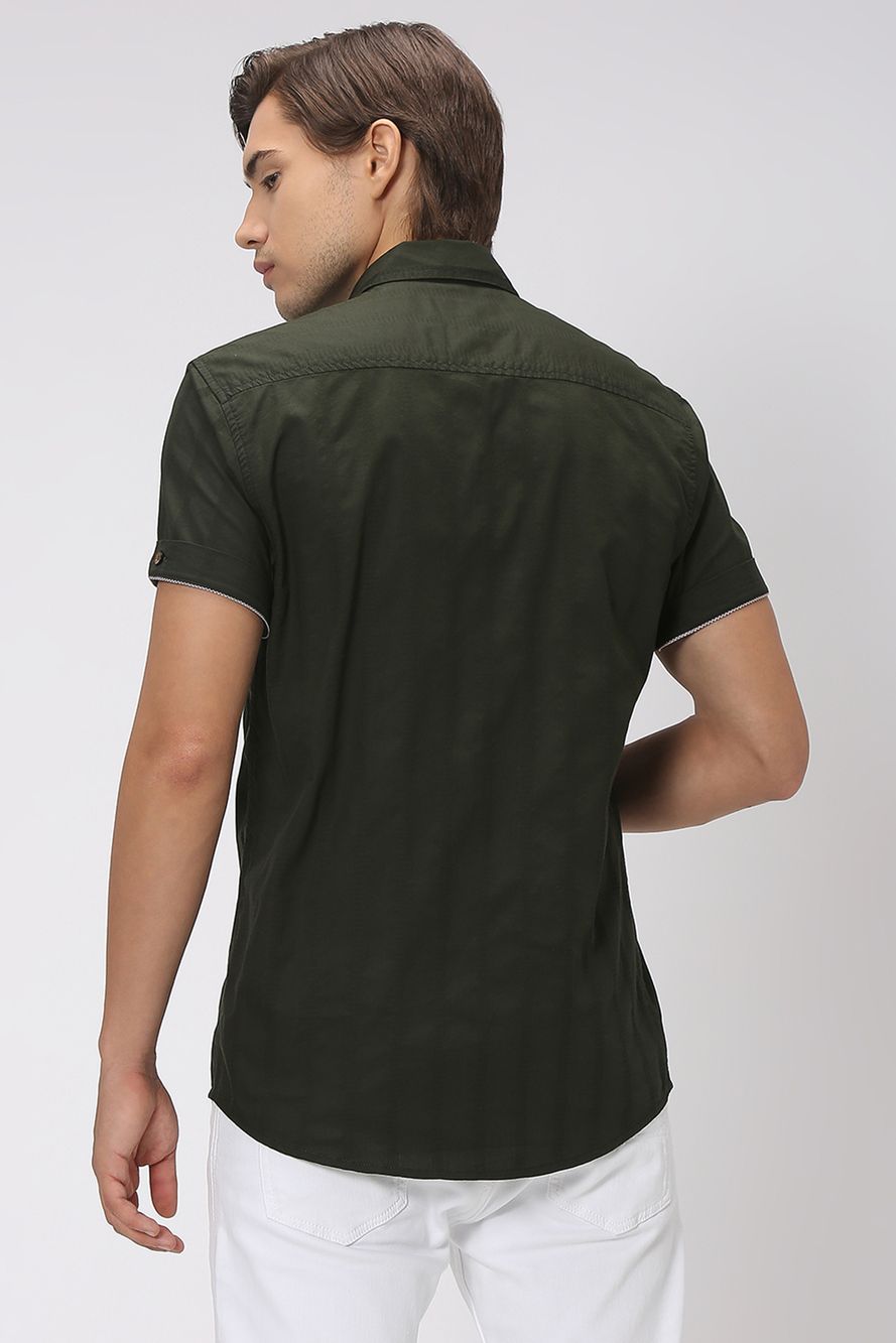 Green & Textured Dobby Shirt