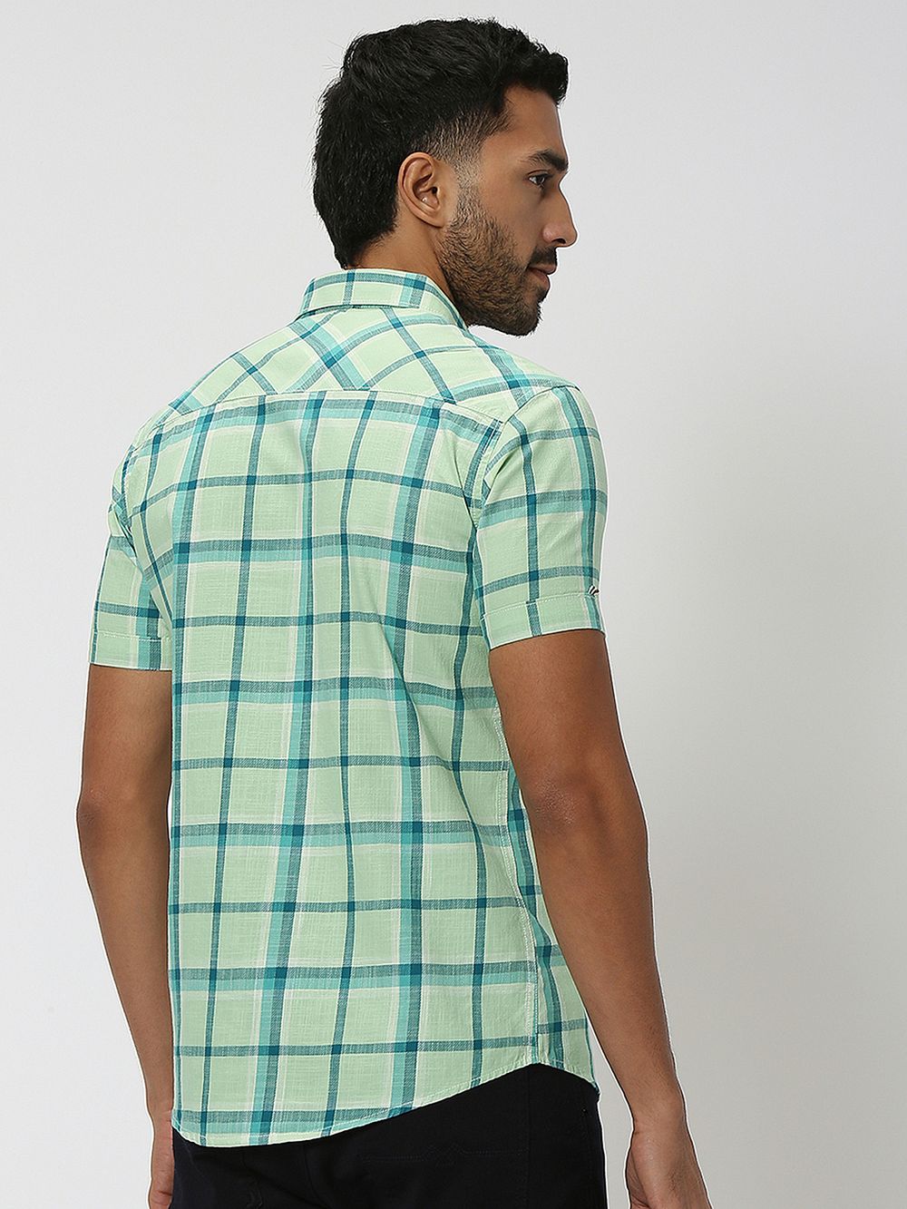 Green Windowpane Check Shirt