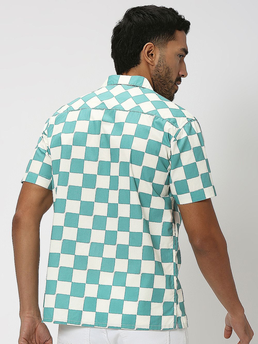 Turquoise Square Check Shirt