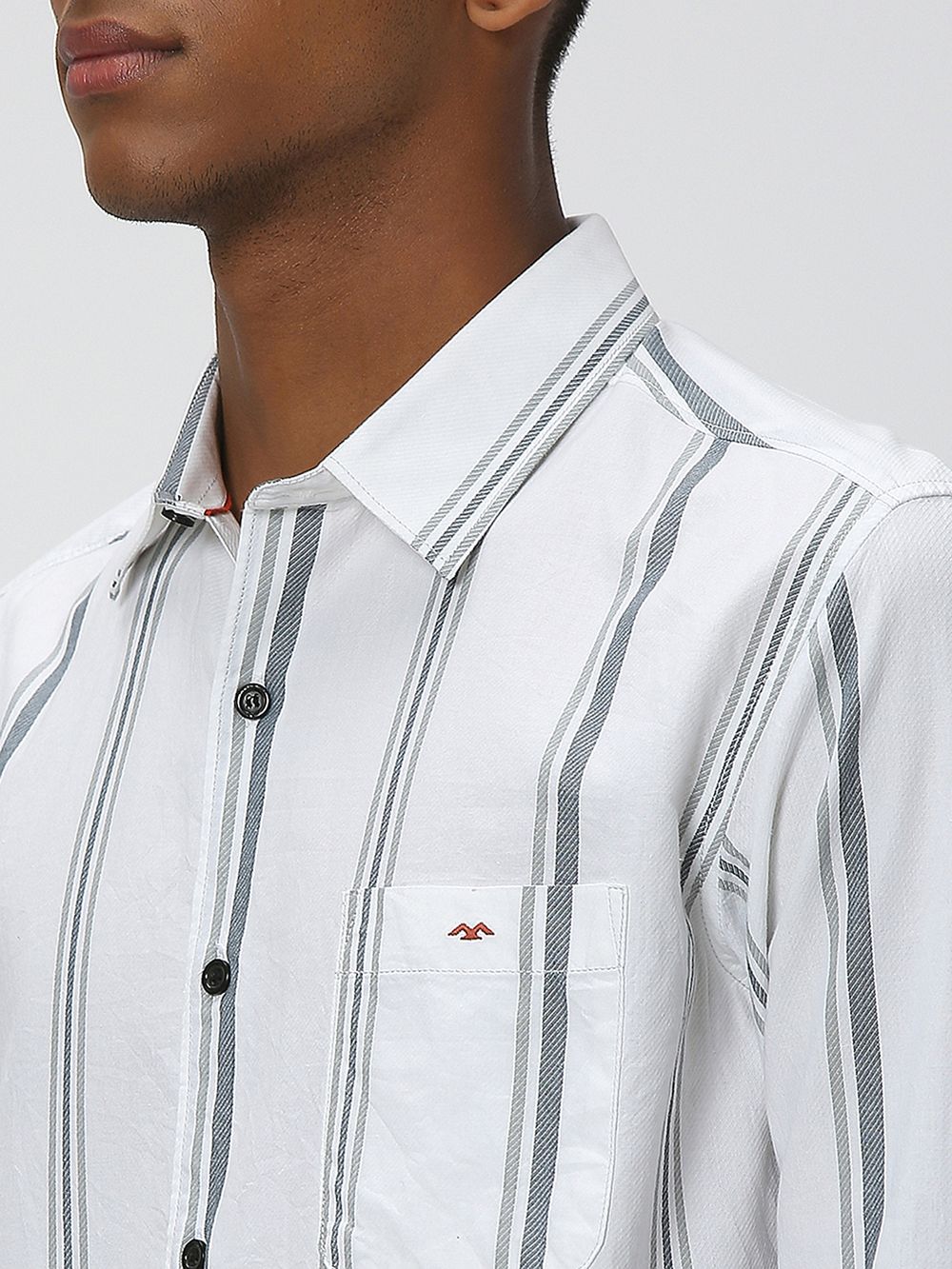 White & Grey Awning Stripe Shirt