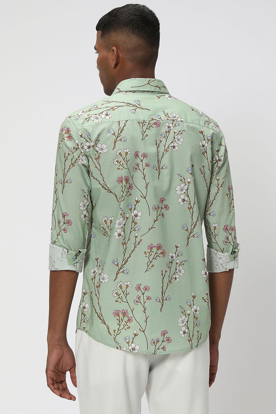 Light Green & White Digital Print Shirt