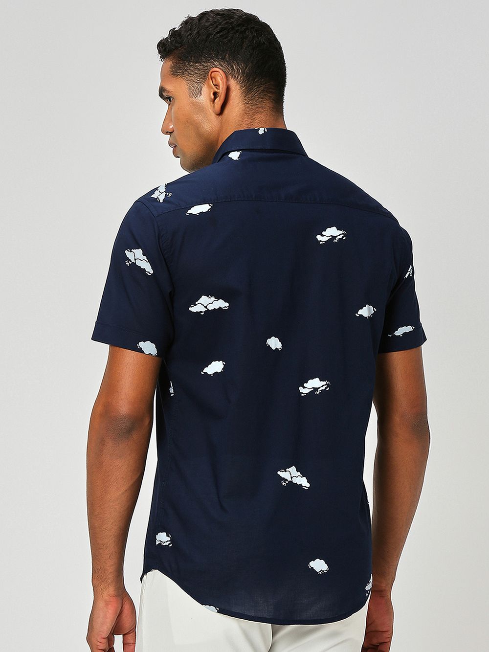 Navy Logo Print Lightweight Shirt