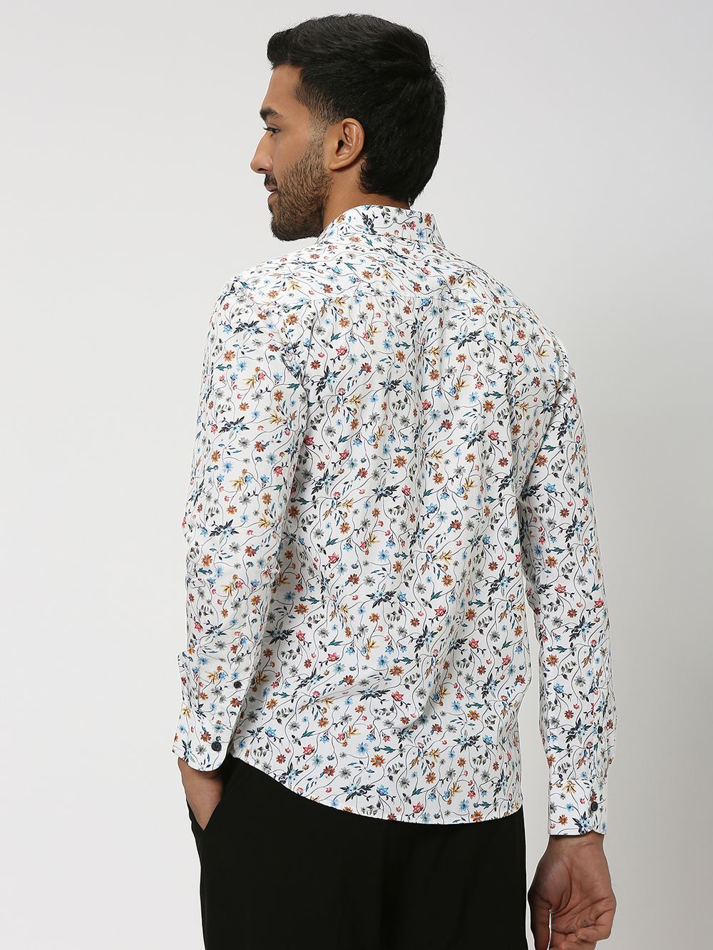 White Floral Print Shirt