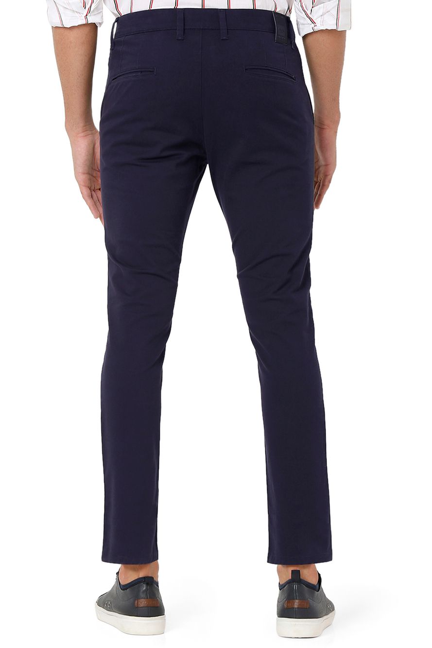 Navy Ankle Length Stretch Chinos