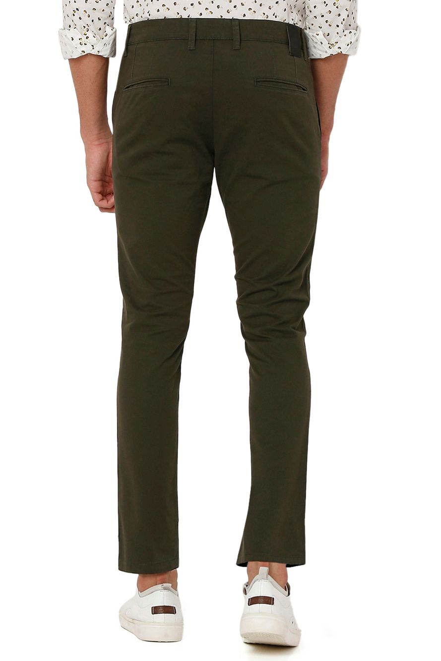 Olive Ankle Length Stretch Chinos