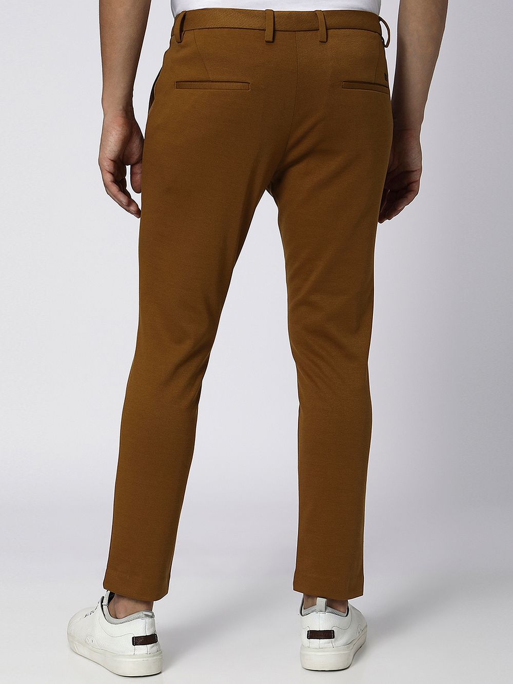 Khaki Ankle Length Stretch Chinos