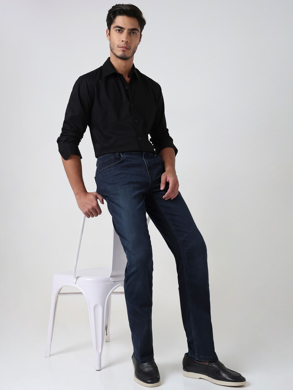 Blue Black Narrow Fit Denim Deluxe Stretch Jeans