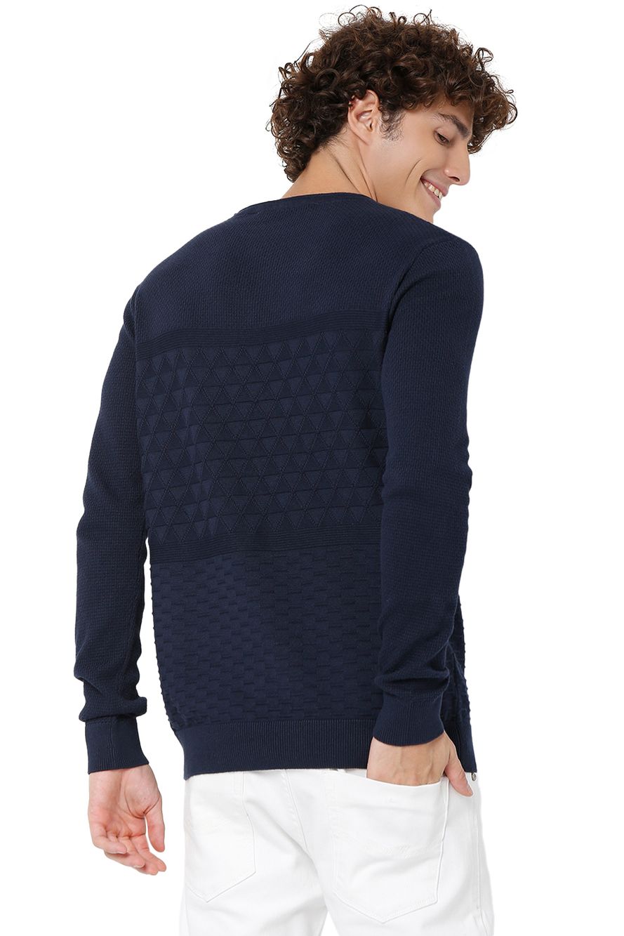 Jacquard Knit Cotton Sweater