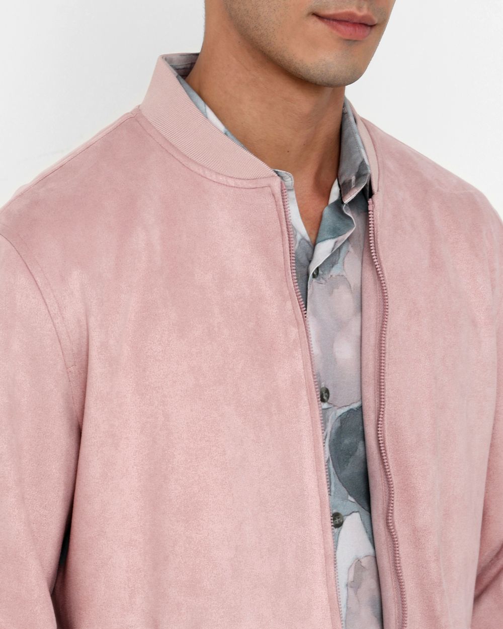 Pink suede bomber jacket cheap
