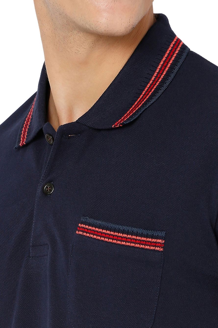 Navy Contrast Collar Polo