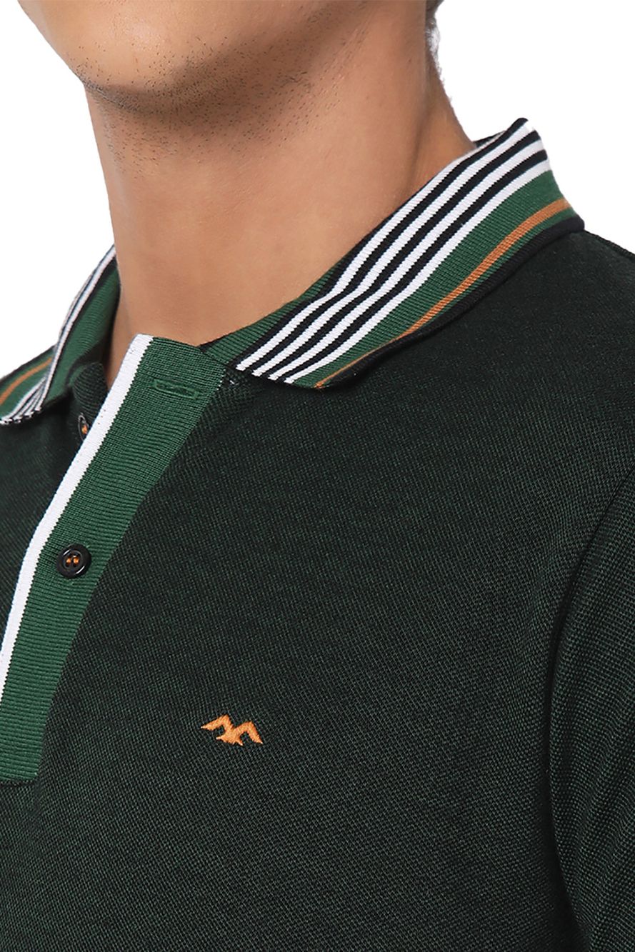 Green Contrast Collar Polo