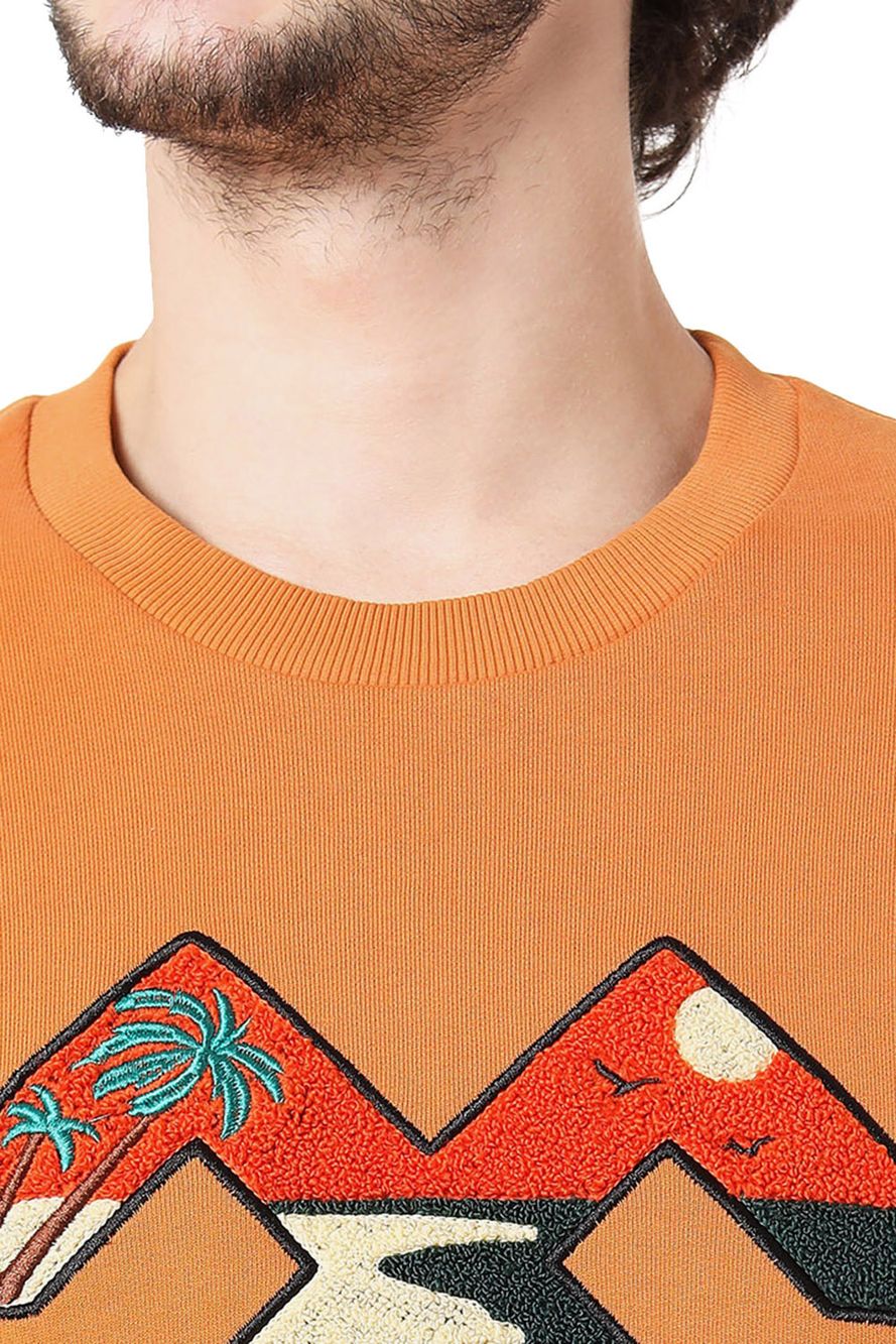 Mustard Textured Embroidery Sweatshirt
