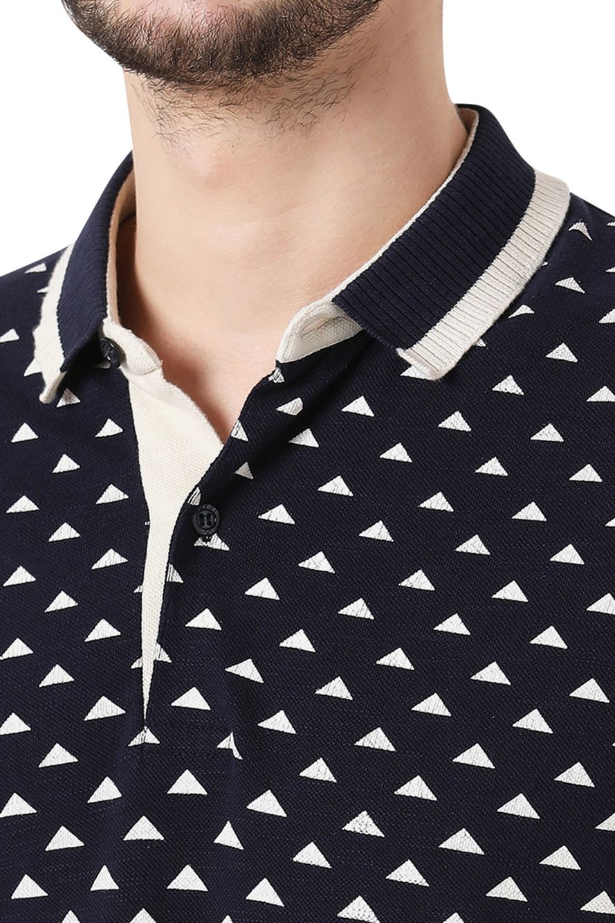 Navy Printed Polo