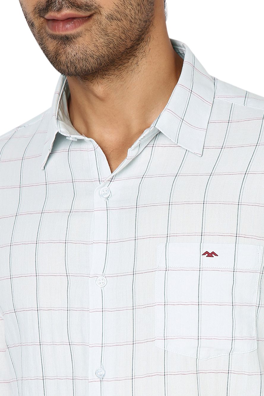 White & Red Grid Check Shirt