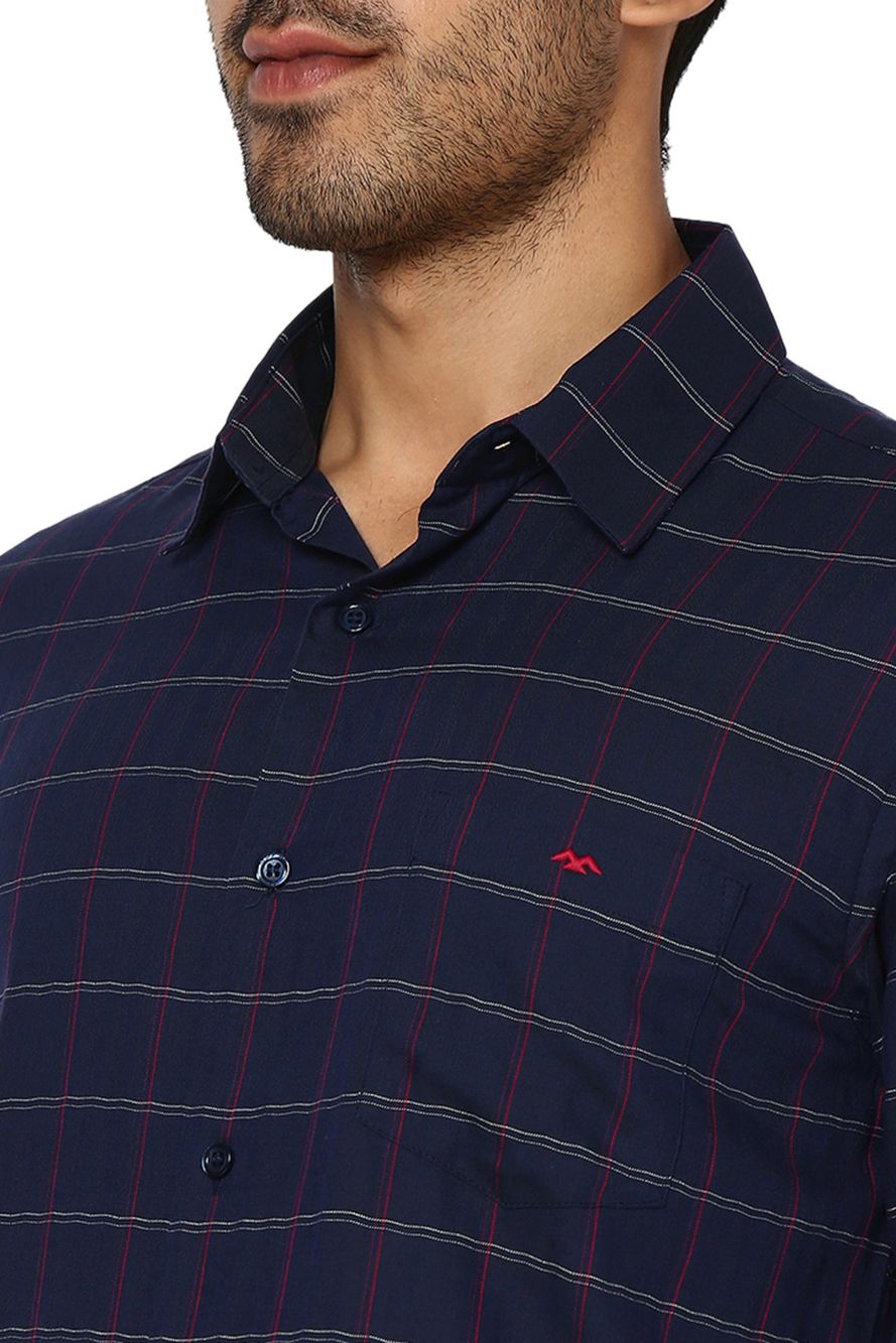 Navy & Red Grid Check Shirt