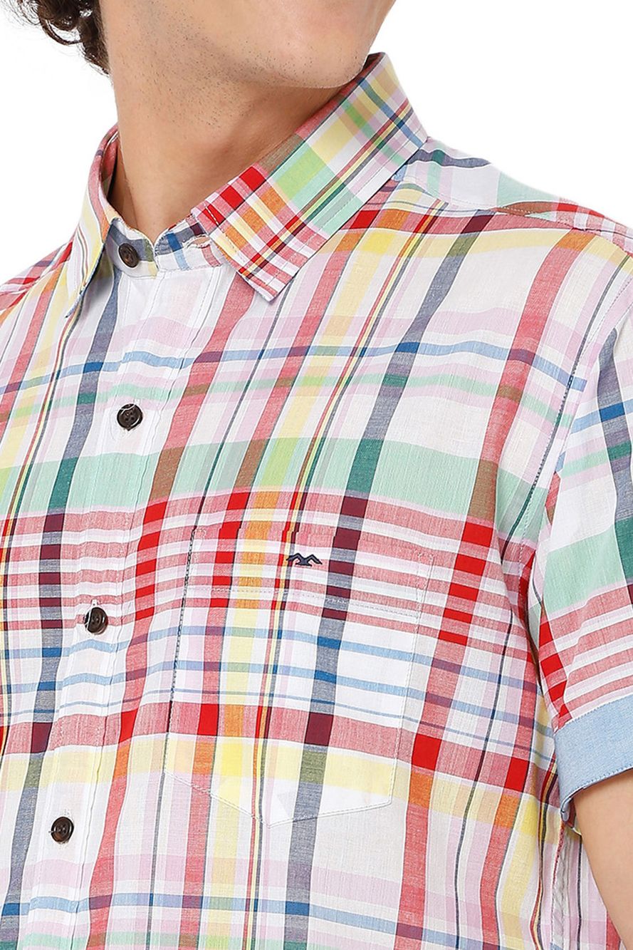 White & Multi Madras Check Shirt