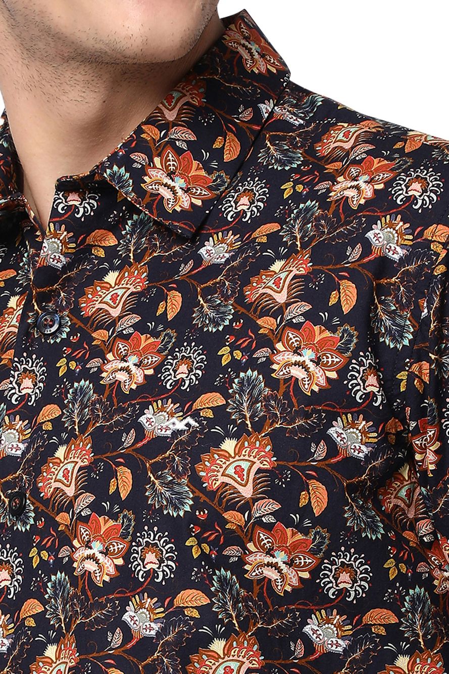 Navy & Rust Digital Print Shirt