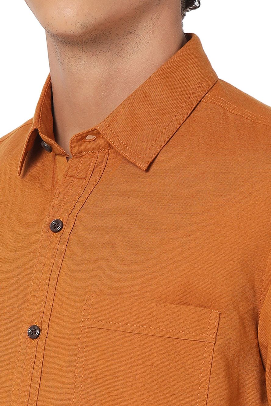 Mustard Slim Fit Cotton Linen Shirt