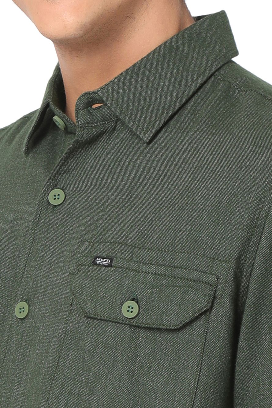 Green Slim Fit Flannel Shirt