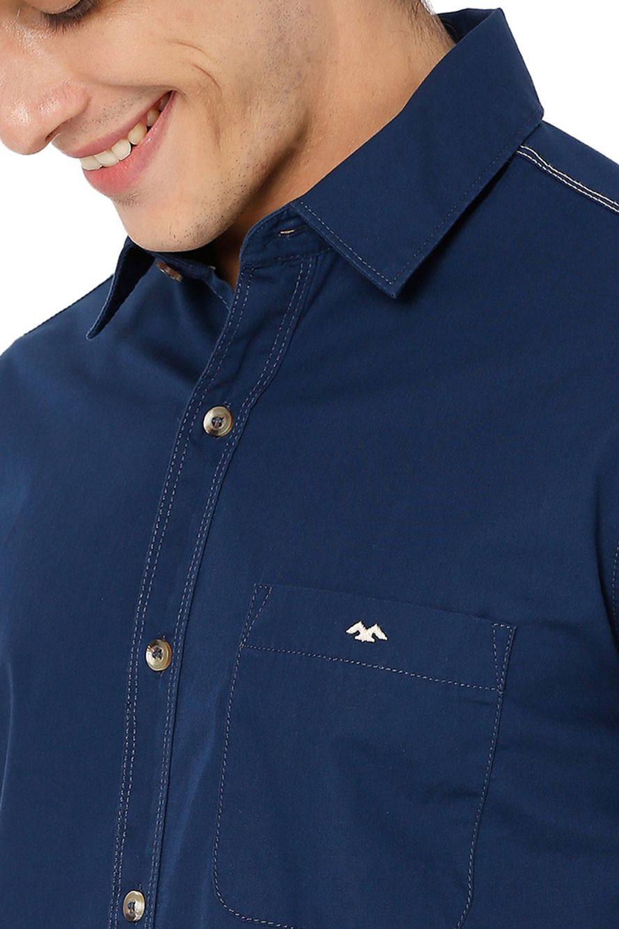 Navy Slim Fit Casual Shirt