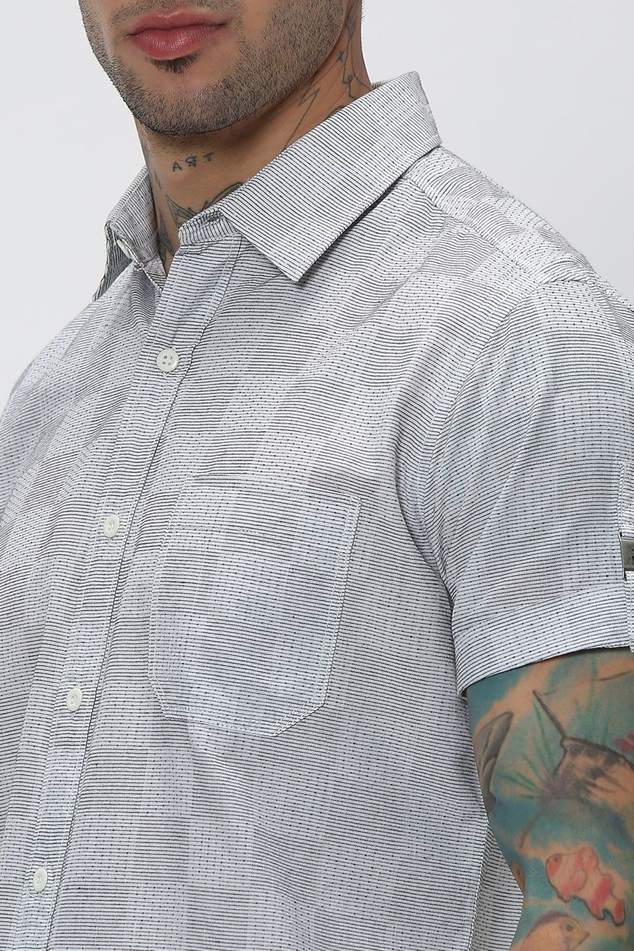 White Check Slim Fit Casual Shirt