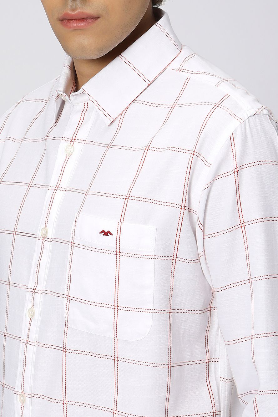 Red & White Printed Check Shirt