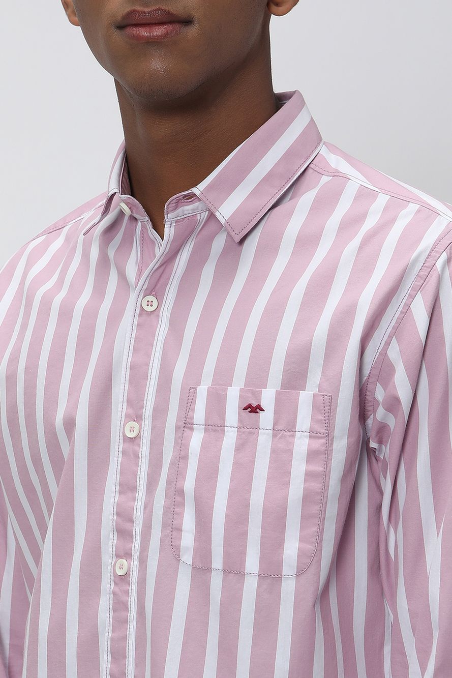 Pink & White Bengal Stripe Slim Fit Casual Shirt