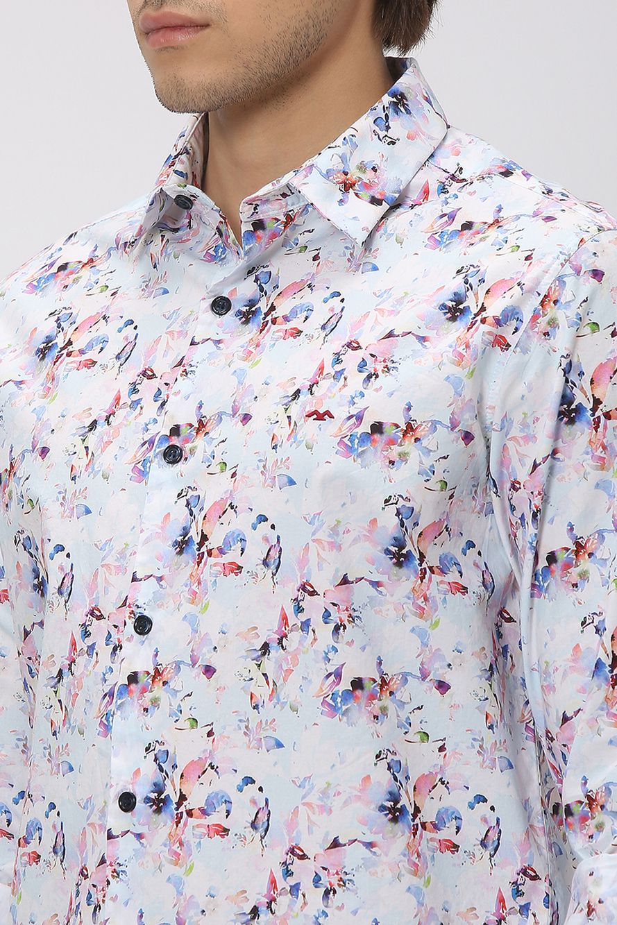 Light Blue & Multi Digital Print Shirt