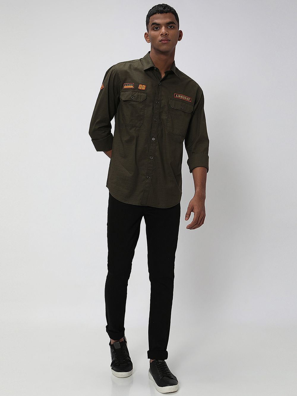 Olive Slim Fit Casual Shirt