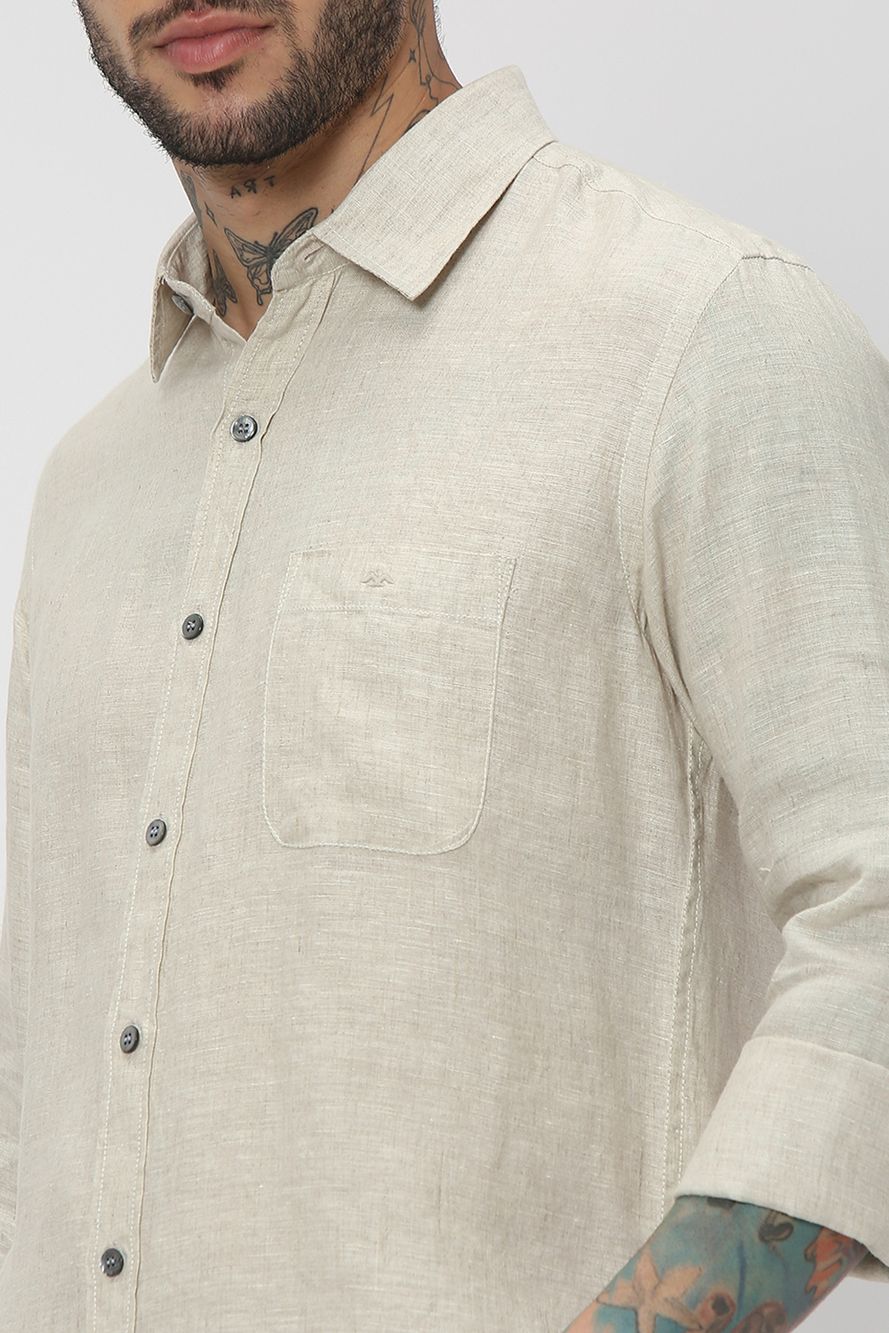 Beige Slim Fit Casual Shirt