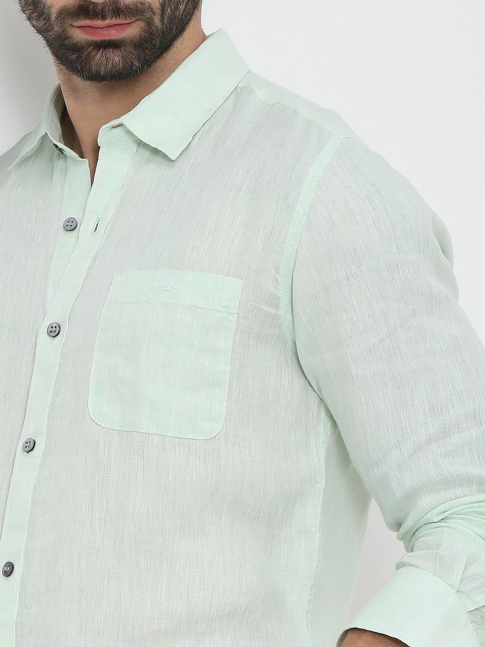 Light Green Pure Linen Plain Shirt