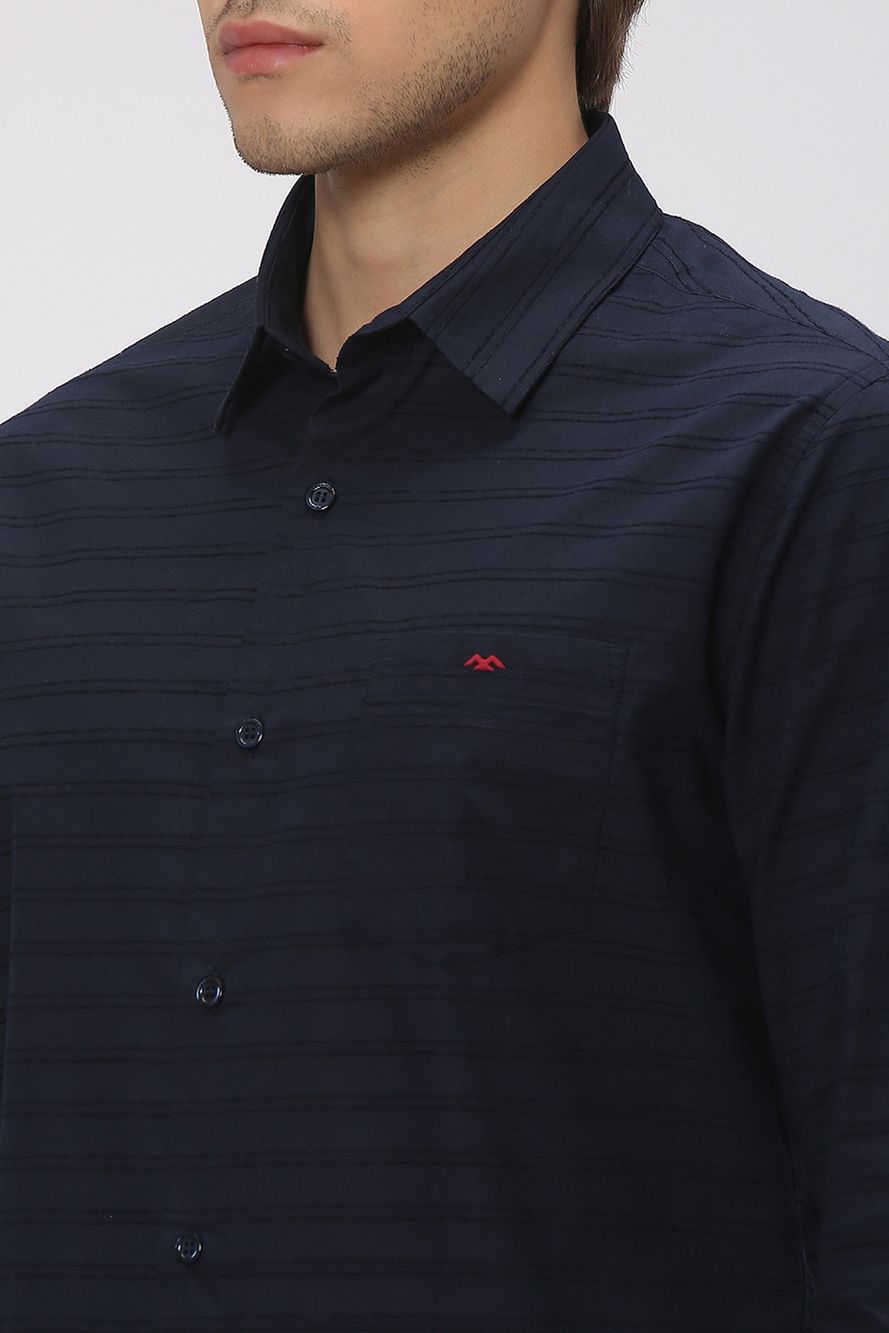 Navy & Textured Dobby Shirt