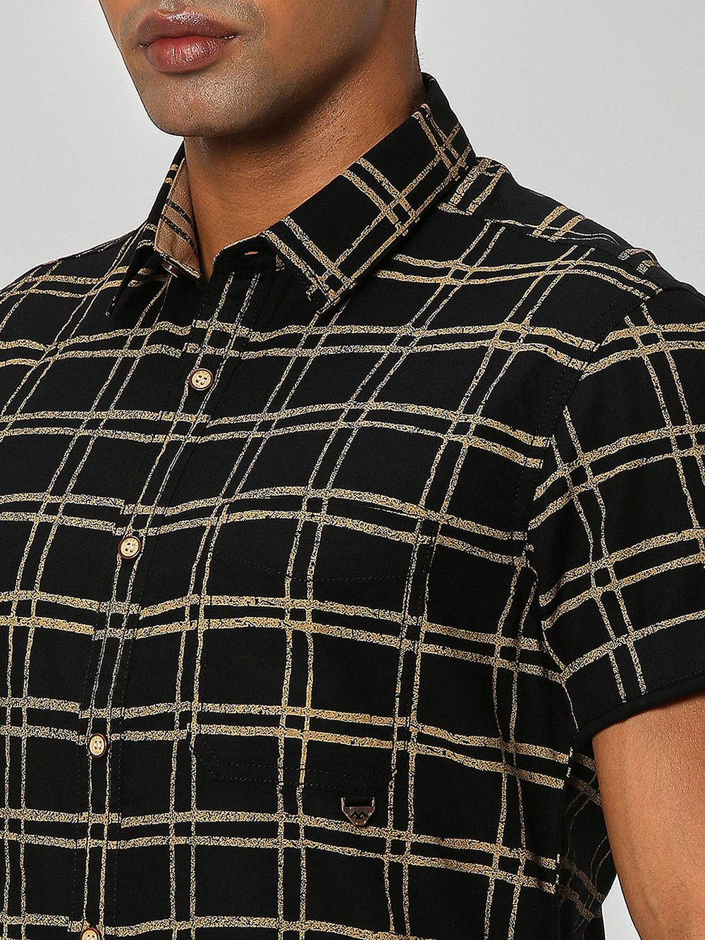 Black Printed Check Shirt