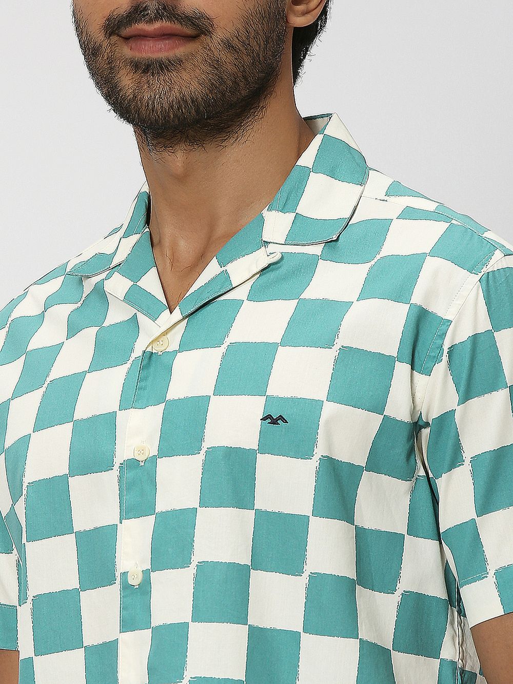 Turquoise Square Check Shirt
