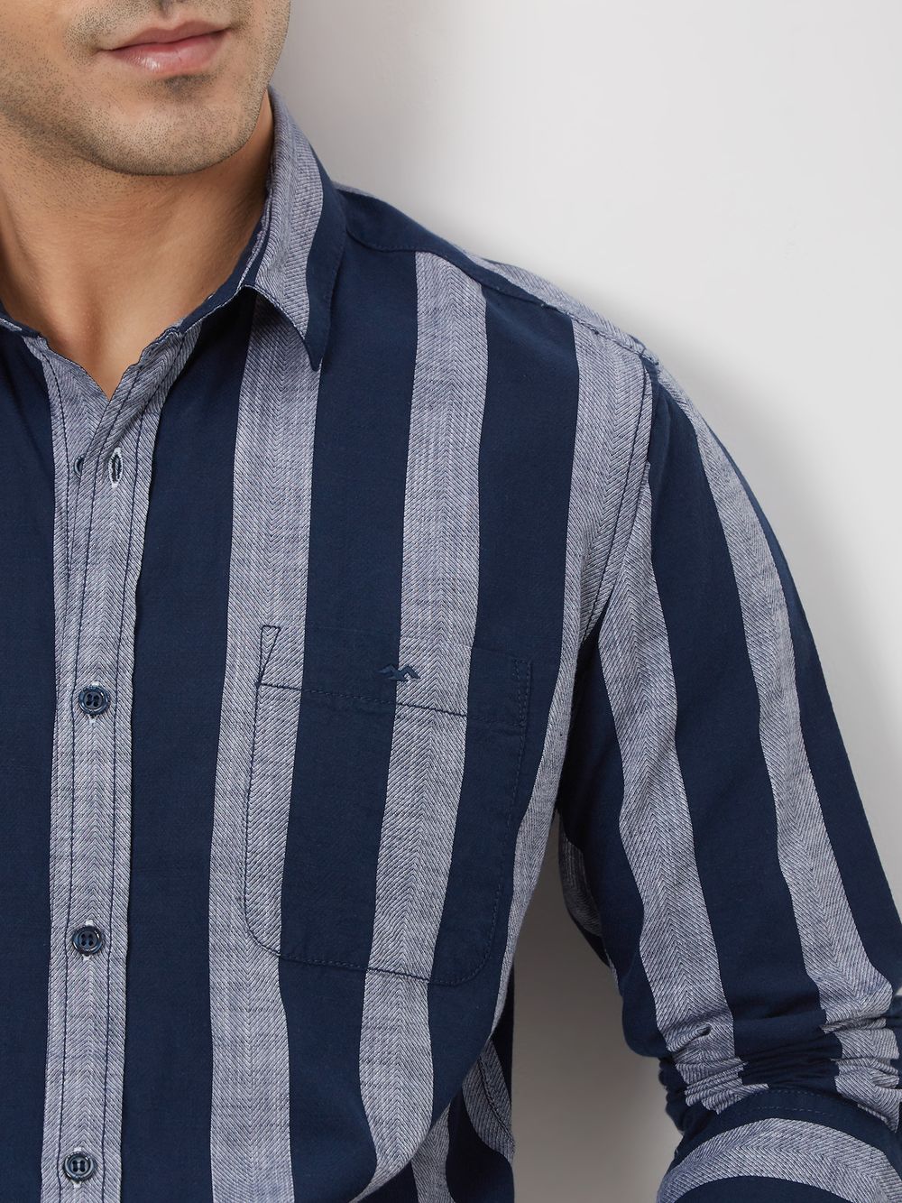 Navy & White Awning Stripe Shirt