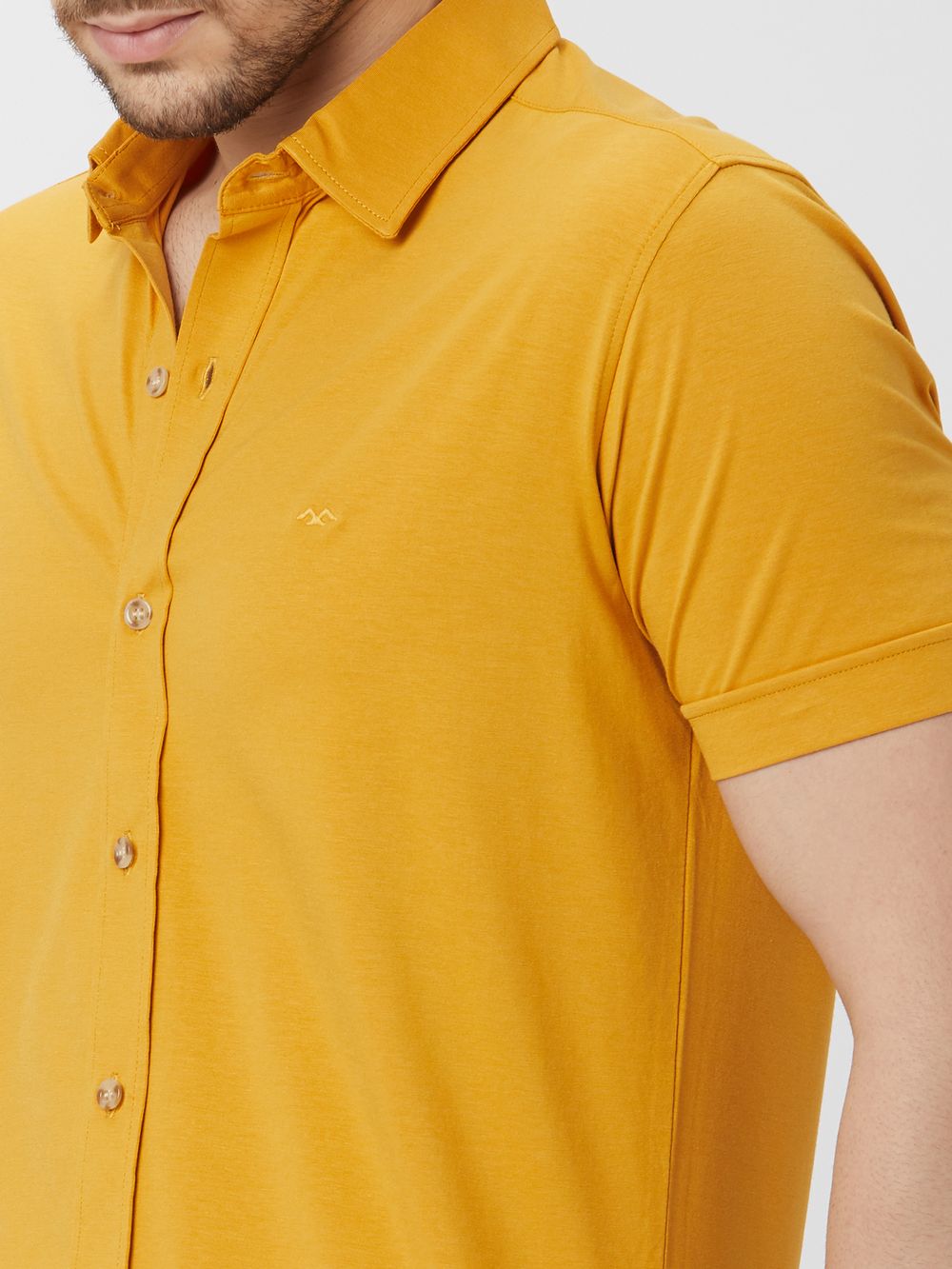 Mustard Stretch Plain Shirt