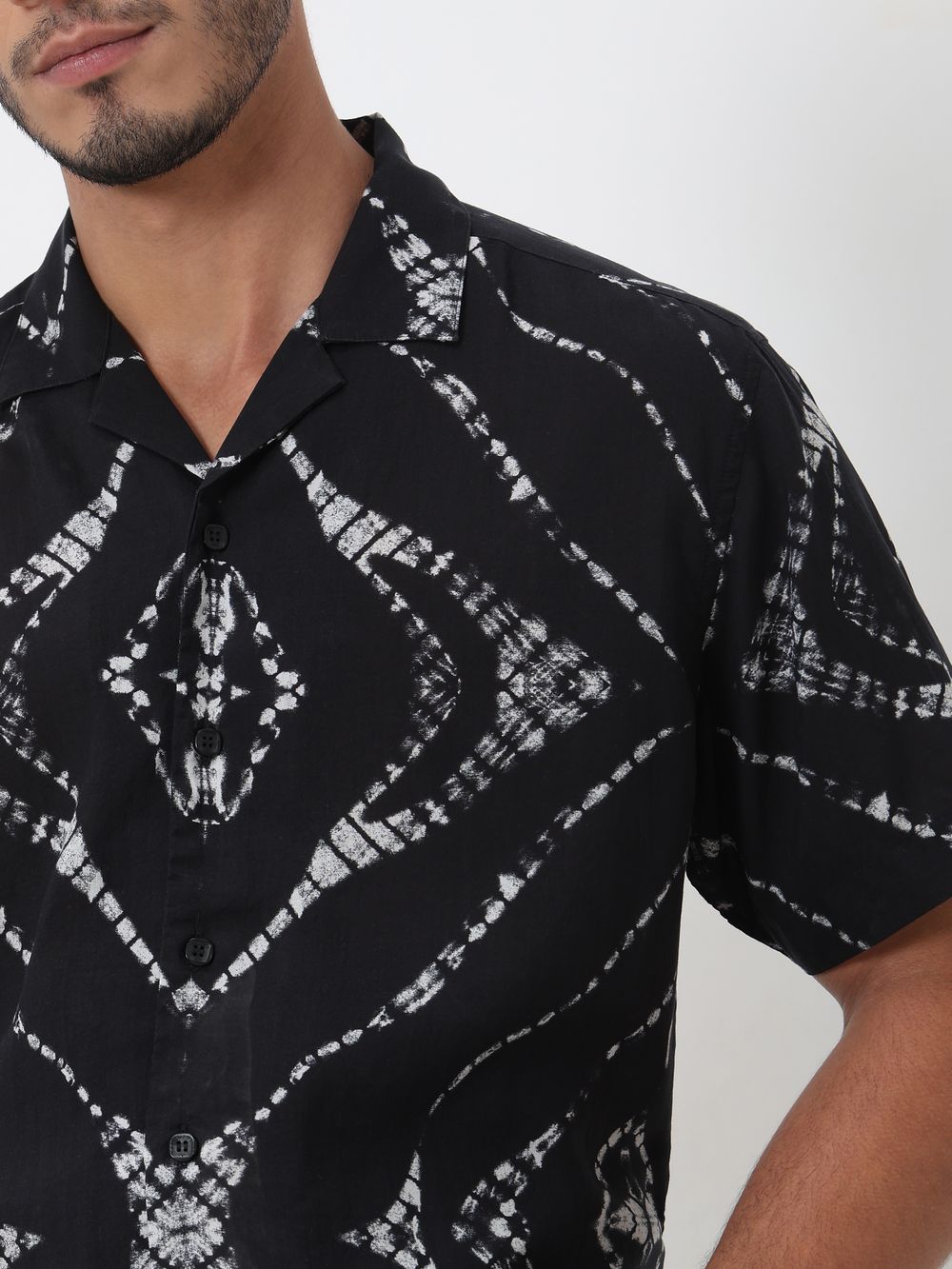 Black Digital Print Relaxed Fit Casual Shirt