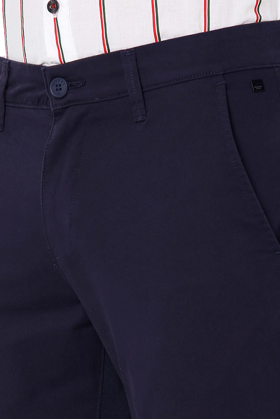 Navy Ankle Length Stretch Chinos