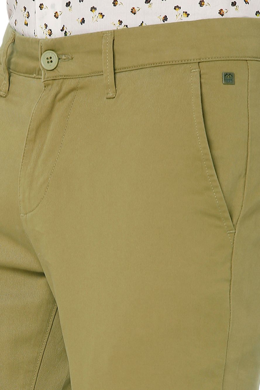 Khaki Ankle Length Stretch Chinos