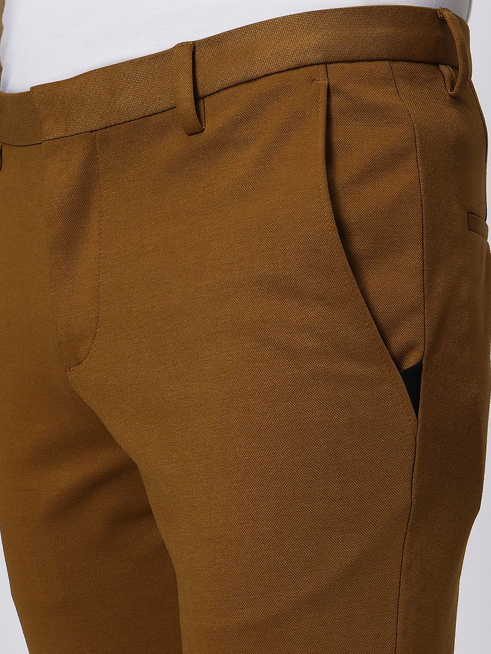 Khaki Ankle Length Stretch Chinos