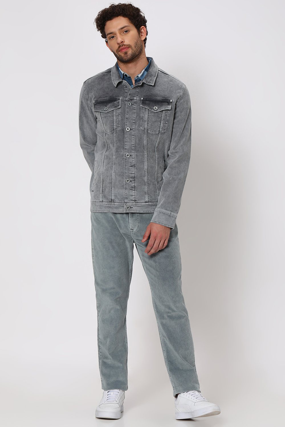 Grey corduroy jacket mens best sale