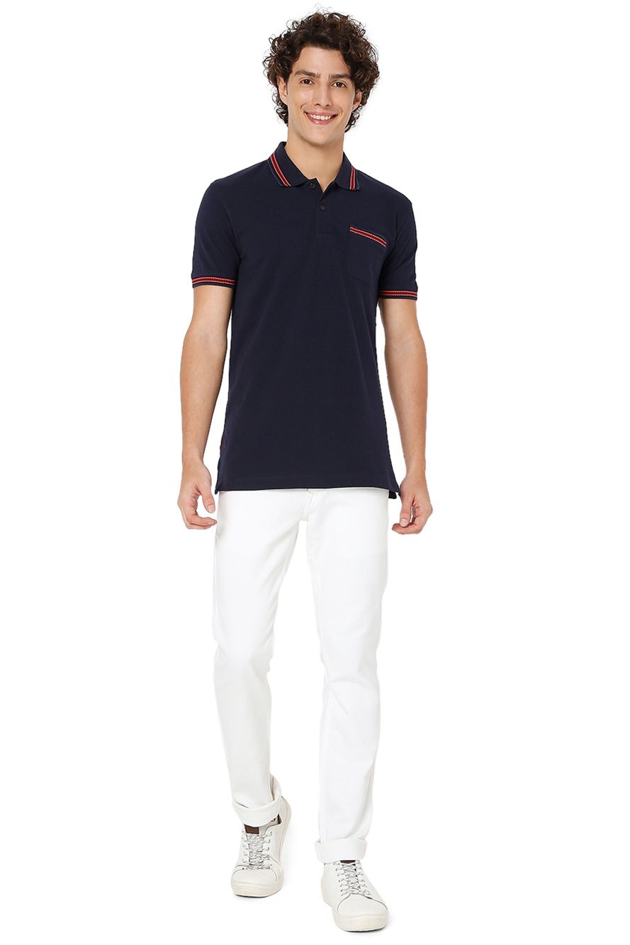 Navy Contrast Collar Polo